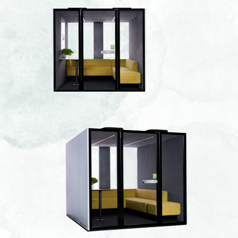 Wholesale Acoustic Phone Booth Winpod C POD 3.0 (2400 X 2400 2280mm) with L Sofa Idea for Four to Six Persons Office Home Office
